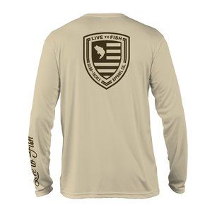 Battlegroup Bass Long Sleeve UV Shirt, Tan | Live to Fish